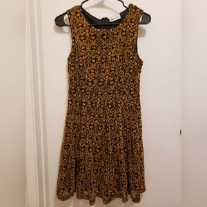 RARE Roadkill Ranch midi dress black & gold fit & flare detailed floral pattern